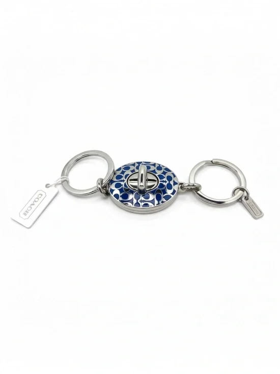 NWT RARE Coach Blue Enamel Signature Valet Keychain Key Fob Bag Bag Charm #F9219 - Picture 1 of 4